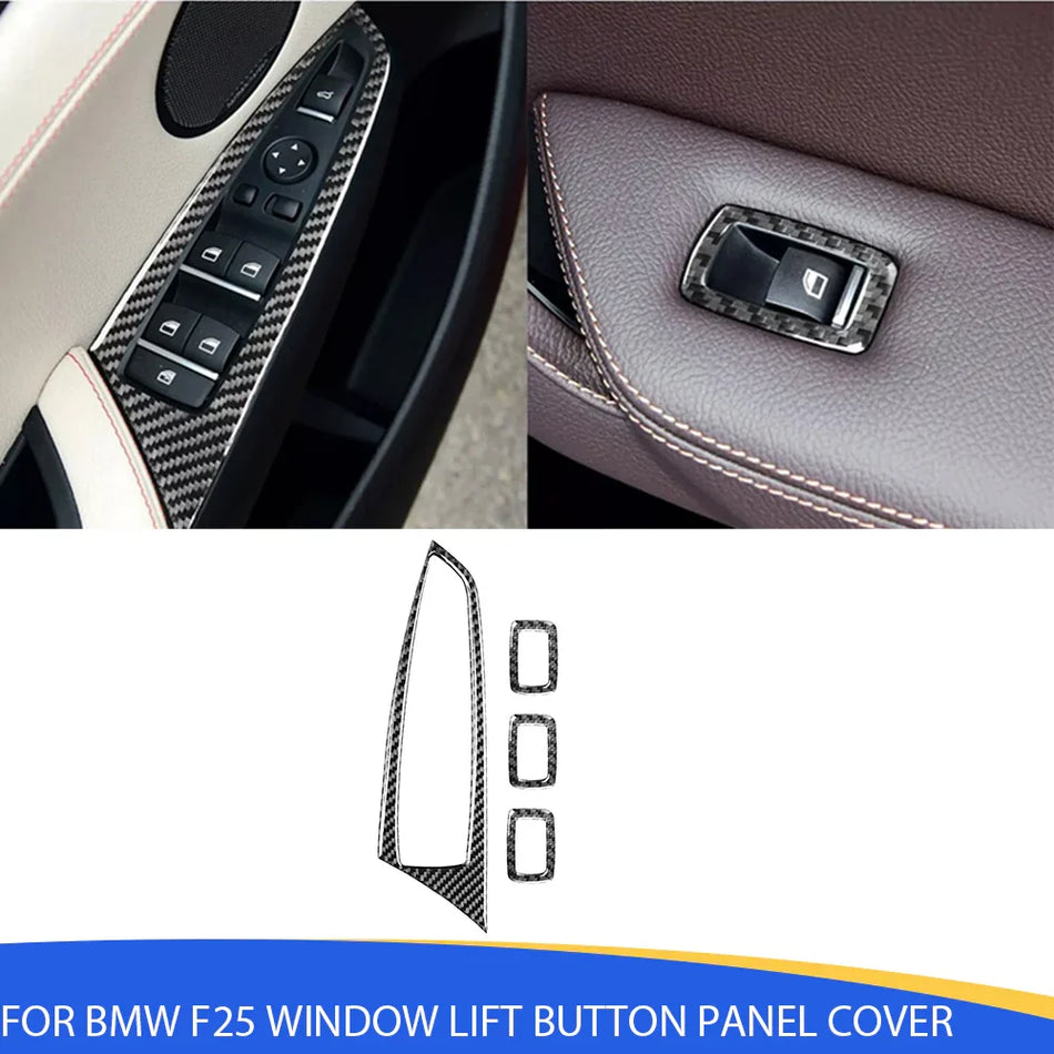 SPCRO en fibre de carbone Fenêtre de porte-fenêtre Contrutage de commande de commande de commande pour BMW x3 F25 (2011-2017)/x4 F26 (2014-2017) - Couverture de décoration intérieure en carbone en carbone (noir)