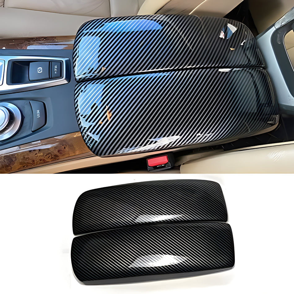 SPCRSO for BMW X5 X6 E71 E70 ABS Carbon Fiber Color Car Interior Center Armrest Box Cover Console Box Storage Box Trim Covers (X5 E70 2007-2013/X6 E71 2008-2014)