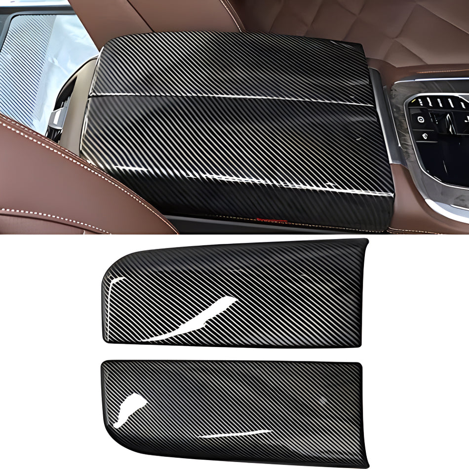 SPCRSO Compatible with BMW Center Console Cover. for 2019-2024 BMW X5 G05 Center Console Cover 2 Pcs. for 2020-2024 BMW X6 G06 Center Armrest Carbon Covers X7 G07 2019-2024 (Not Real Carbon Fiber)