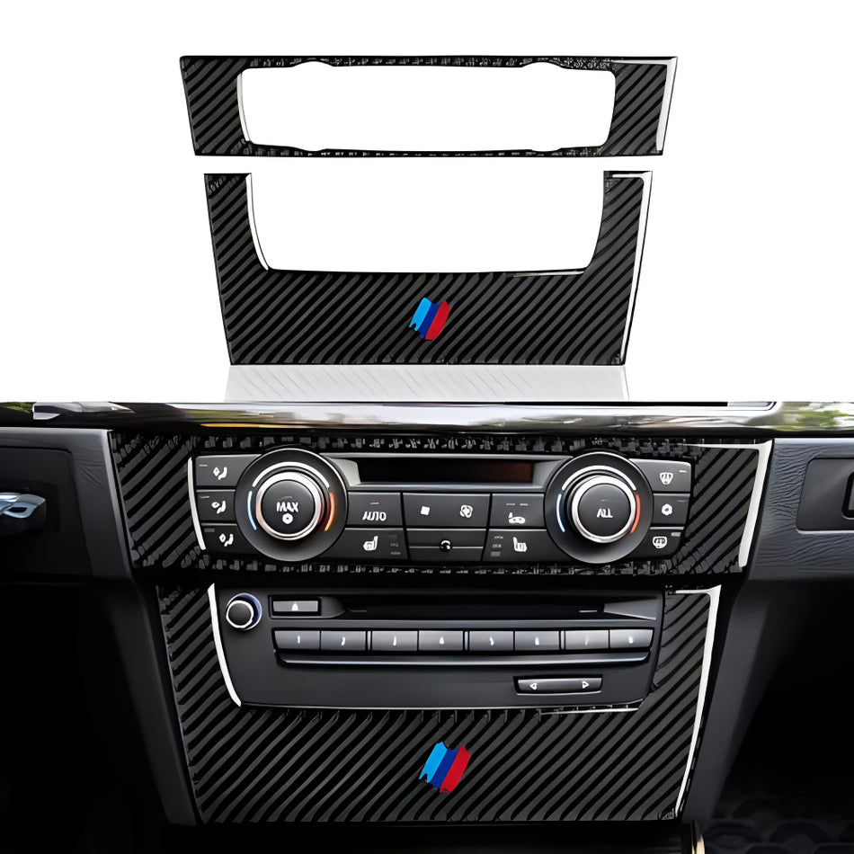 Car CD Panel Sticker Carbon Fiber Decal Trim Cover fits for BMW E90 E92 E93 2006 2007 2008 2009 2010 2011 Interior Accessories (Style B)