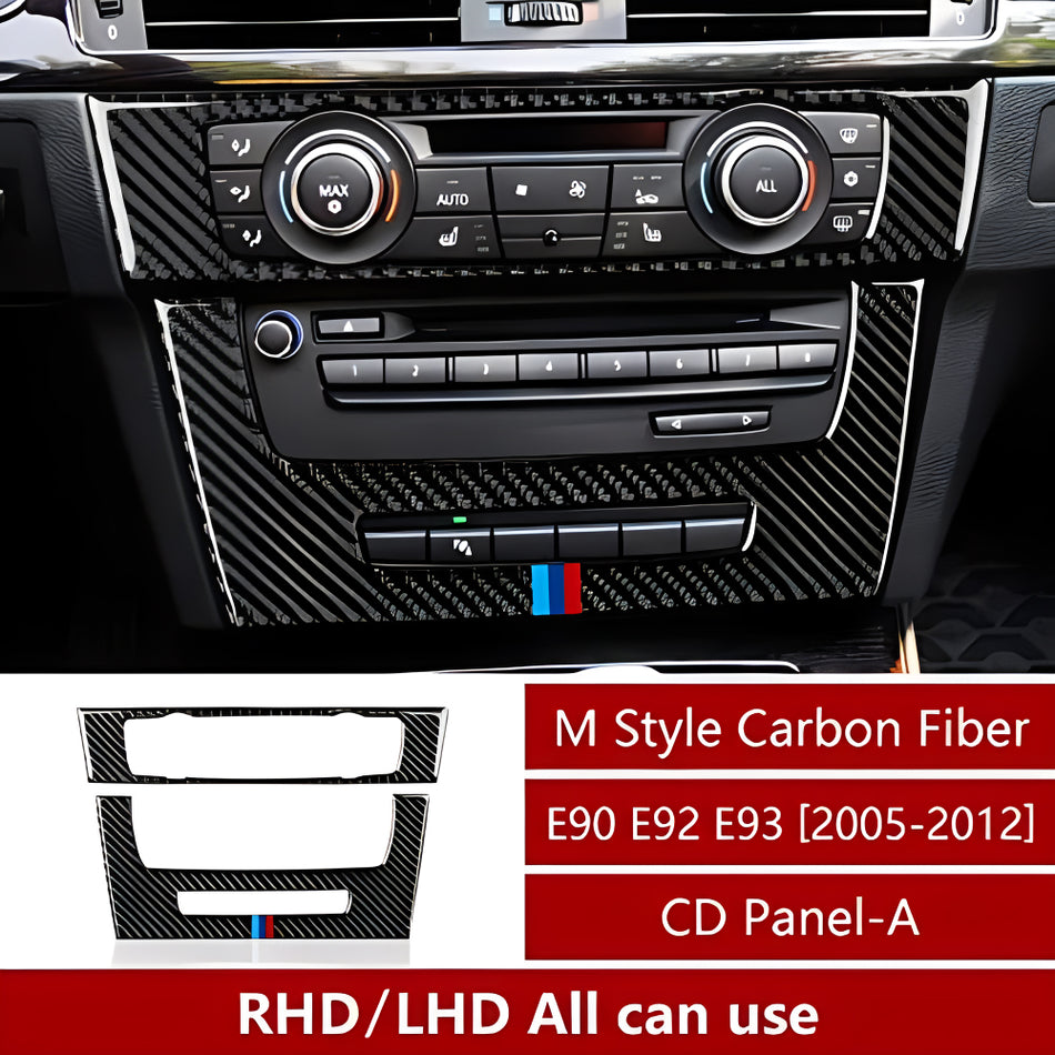 Car CD Cover Decal Carbon Fiber Trim Sticker Compatible with BMW E90 E92 E93 2006 2007 2008 2009 2010 2011 Interior Accessories (Style A)