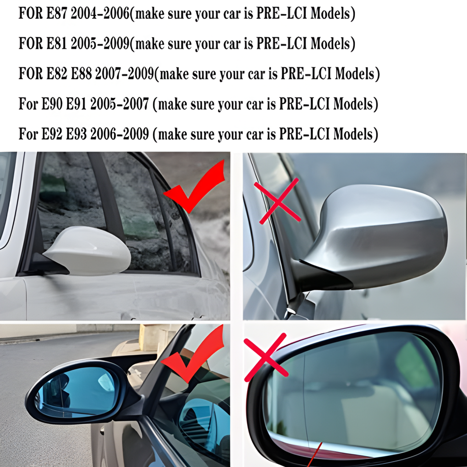 Carbon Fiber Pattern Side Mirror Cover Caps Compatible with BMW E90 E91 E92 E93 PRE-LCI M3 Style