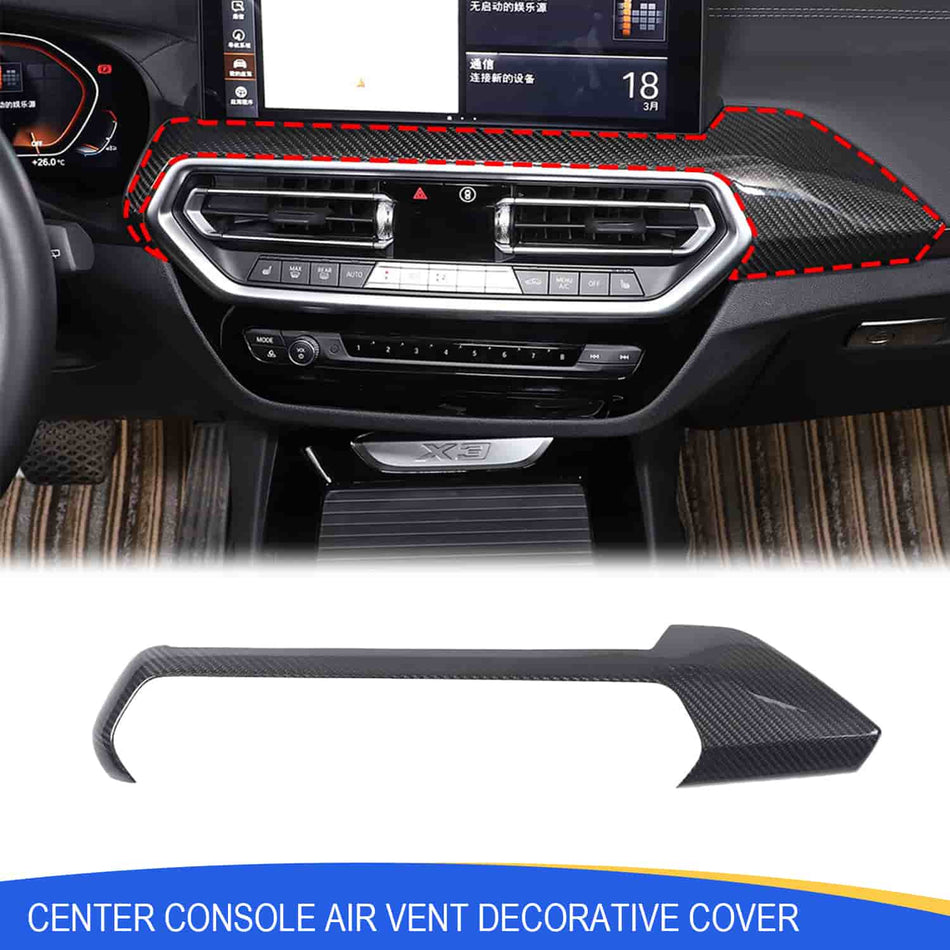 SPCRSO Real Carbon Fiber Center Dashboard Air Vent Trim Cover for BMW X3 X4 2022–2023
