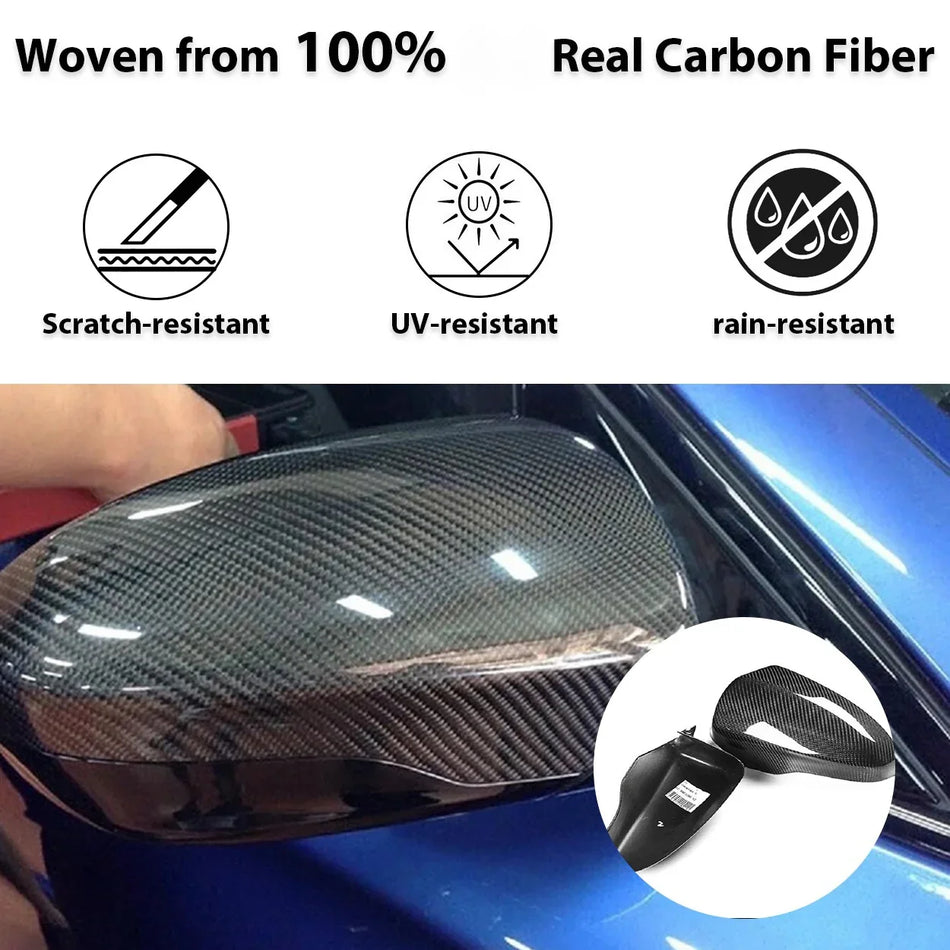 SPCRSO Real Carbon Fiber Mirror Covers for BMW M6 F06 F12 F13 (2012–2018) – Gloss UV-Protected Adhesive Design