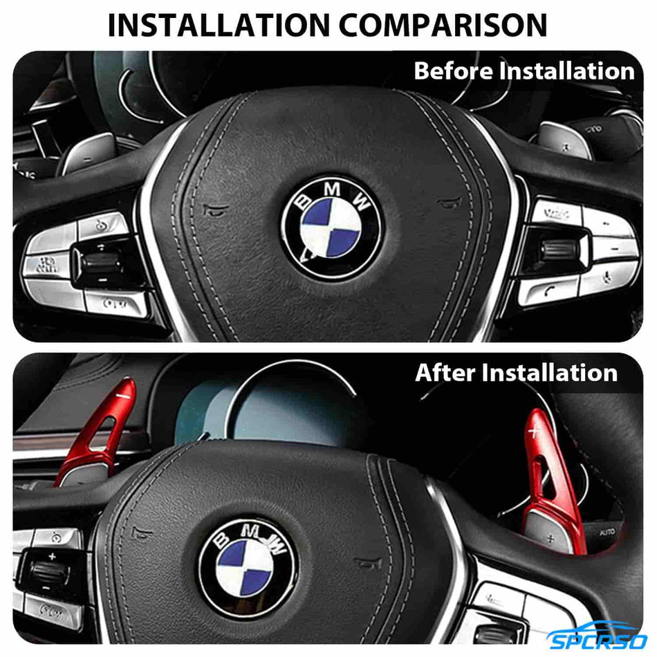 Red CNC Aluminum Paddle Shifter Extensions | BMW G Chassis 3 5 X3 X5 SPCRSO
