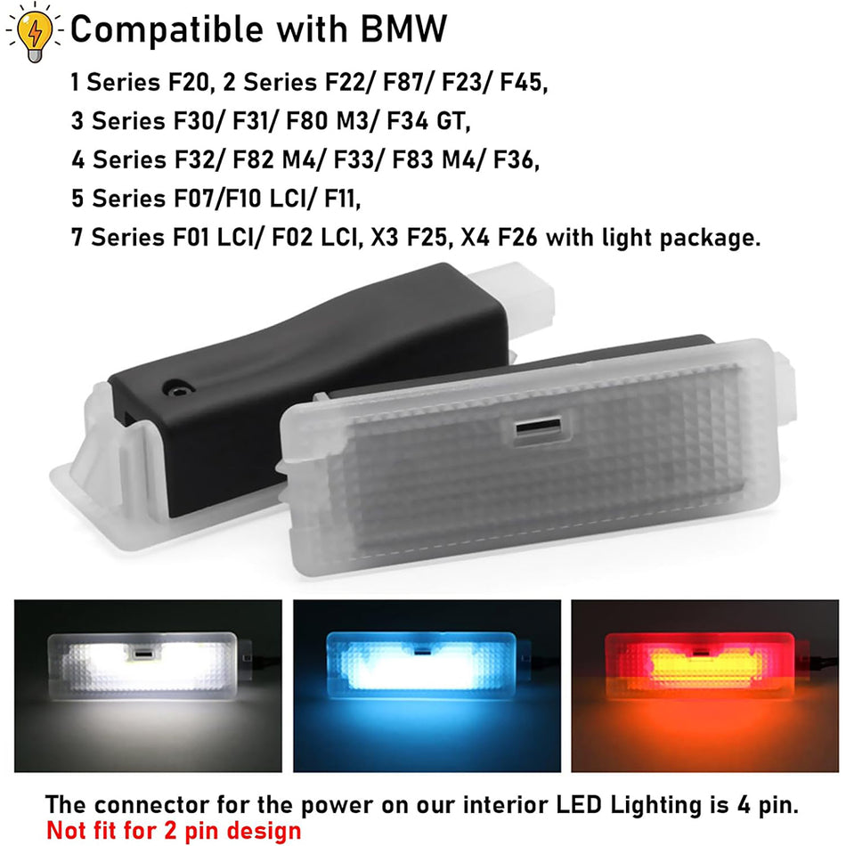 Compatible with BMW LED Footwell Ambient Light for 1 Series F20, 2 Series F22, 3 Series F30, 4 Series F32, 5 Series F10, 7 Series F01, X3 F25, X4 F26 | Under Dash LED Atmosphere Lighting for Interior