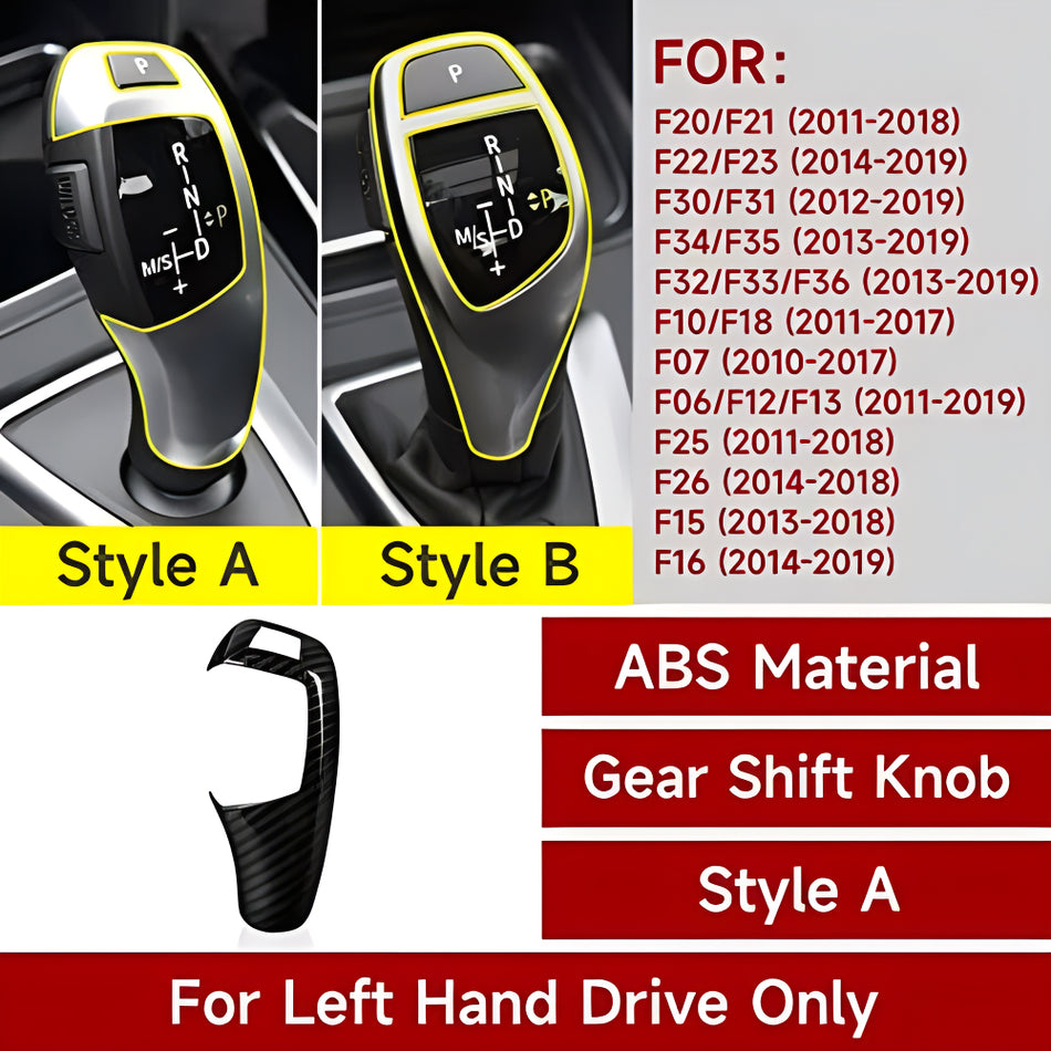 Car Sticker Decal Gear Shift Knob Cover Carbon Color ABS Trim fits for BMW F20 F21 F22 F23 F30 F31 F32 F33 F34 F35 F36 F07 F10 F12 F13 F15 F16 F25 F26 Accessories (Style A)