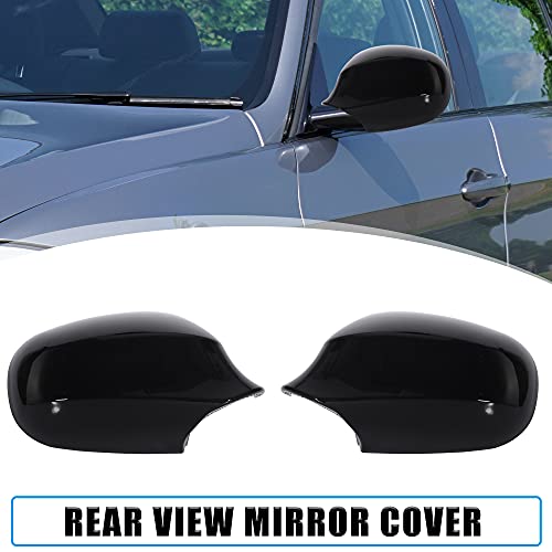 Pair Car Exterior Rear View Mirror Housing Door Wing Mirror Covering Cap for BMW 323i 328i 335d 335i Black