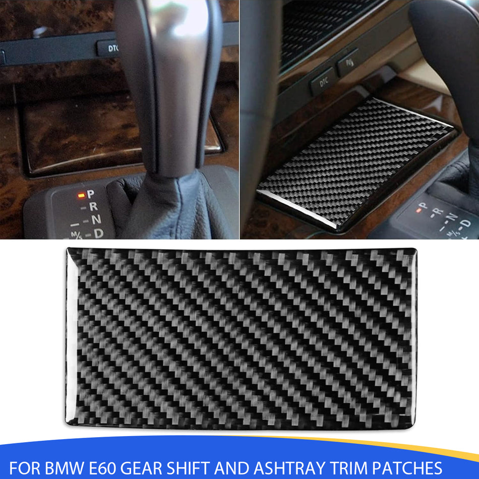 SPCRSO Real Carbon Fiber Gear Shift & Ashtray Trim Panel Cover for BMW 5 Series E60 2004–2007 – Center Console Interior Sticker Decoration Accessories, Black