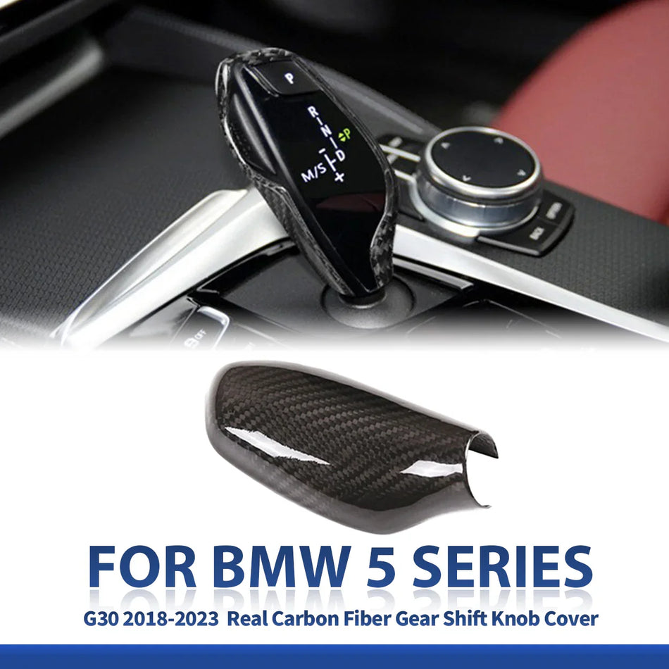SPCRSO Real Carbon Fiber Gear Shift Knob Cover for BMW 5 Series G30 2018-2023 LHD