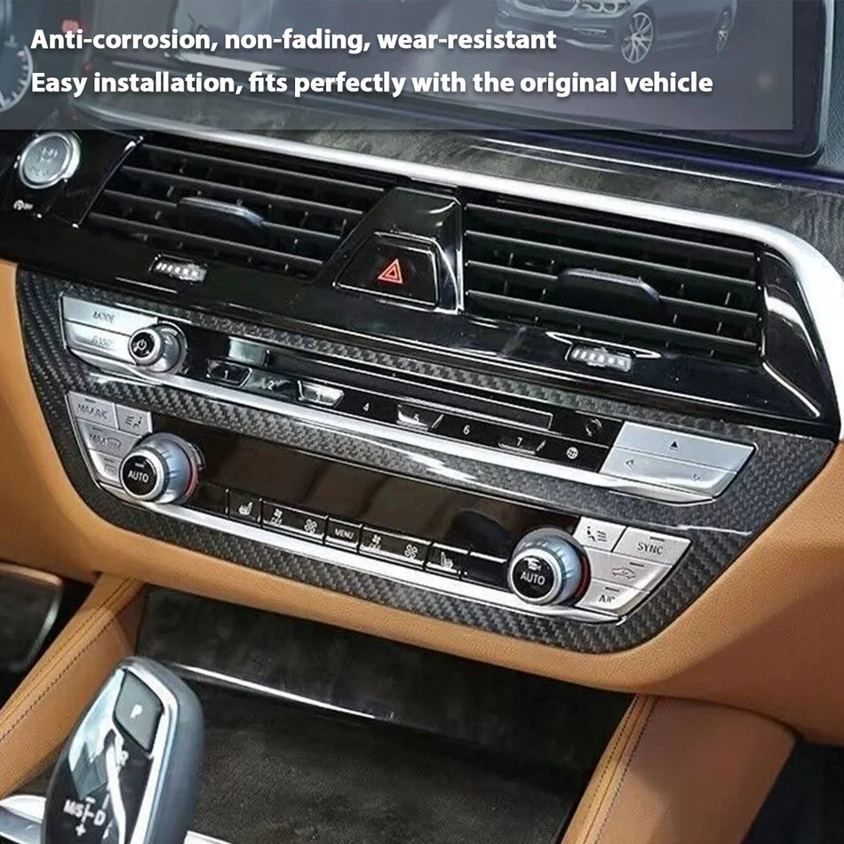 SPCRSO Real Carbon Fiber Center Console CD & AC Panel Trim for BMW 5 Series G30 2018-2022