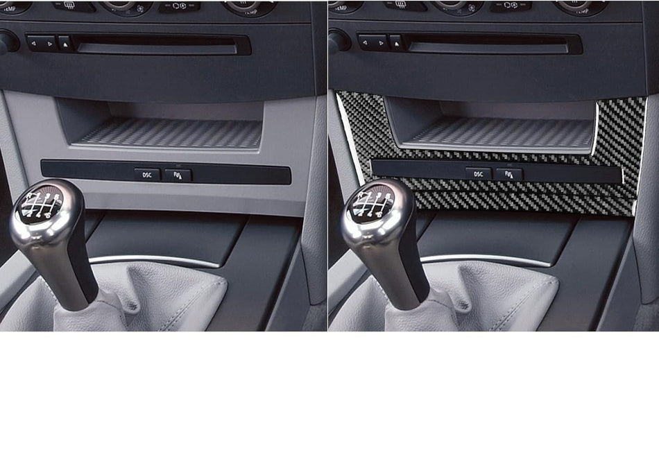 SPCRSO Real Carbon Fiber Seat Heated Control Buttons Panel Trim Cover Compatible with BMW 5 Series E60 2004–2007 – Center Console Interior Sticker, Black – B Kit