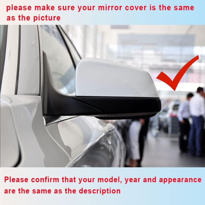 Pair of Rearview Mirror Covers – Carbon Fiber Pattern Side Mirror Cap Replacements for BMW 5 Series F10 F11 F07, 6 Series F06 F12 F13, 7 Series F01 F02 F03 F04 (Black)
