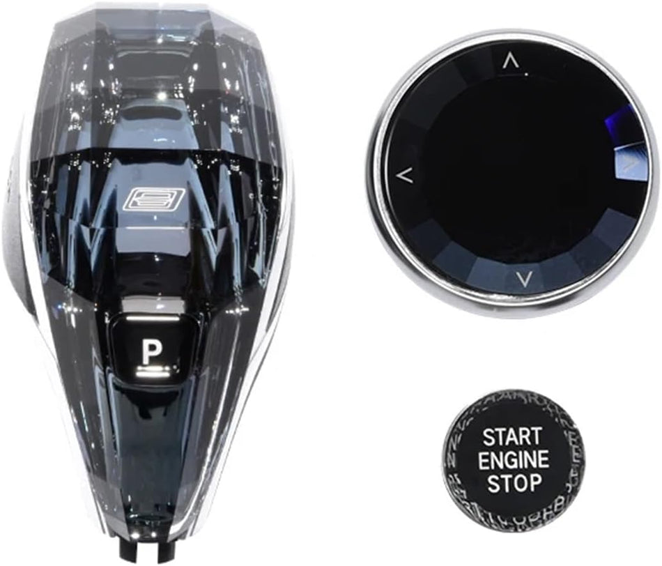 SPCRSO Crystal Gear Shift Knob Set Compatible for BMW X5 G05, X6 G06, X7 G07, 3 Series G20, X3 G01, X4 G02 – Car Interior Accessories (Color: G14 G15 G16-8 Mark), ZL666