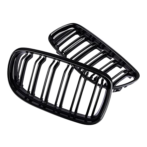 Front Bumper Kidney Grille. Pair Gloss Black Grill Double Line Compatible with 2009-2011 BMW E90 328i 318i 320i 323i 325i 330i 335i