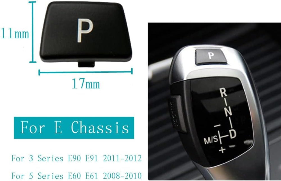 SPCRSO Gear Shift Knob Lever Parking Button Cover Replacement Compatible with BMW 3 Series E90 E91 2011-2012 / 5 Series E60 E61 2008-2010