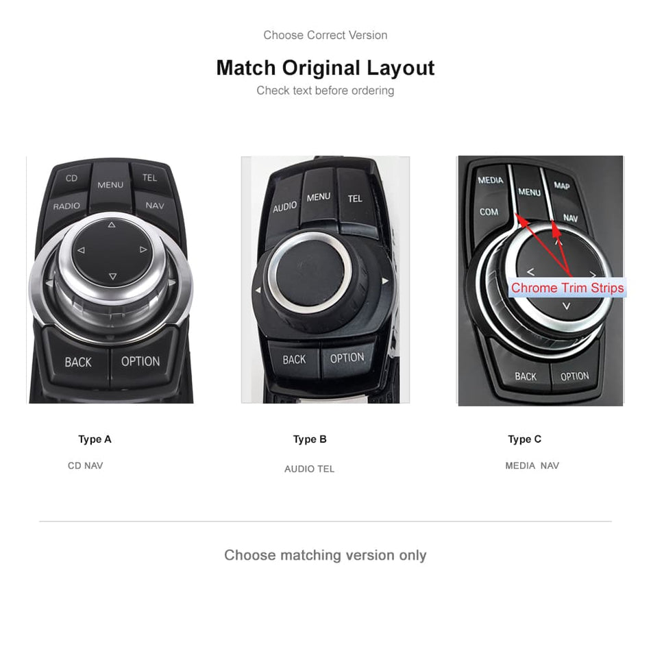 Replacement CIC iDrive Multimedia Button Trim Set for BMW X1 X3 X4 X5 X6 1 2 3 4 5 6 7 Series Controller Buttons