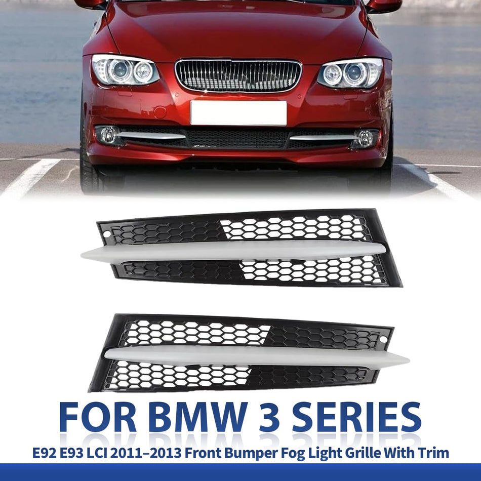 SPCRSO Front Bumper Fog Light Grille with Trim for BMW 3 Series E92/E93 LCI 2011–2013 (Left & Right Side)