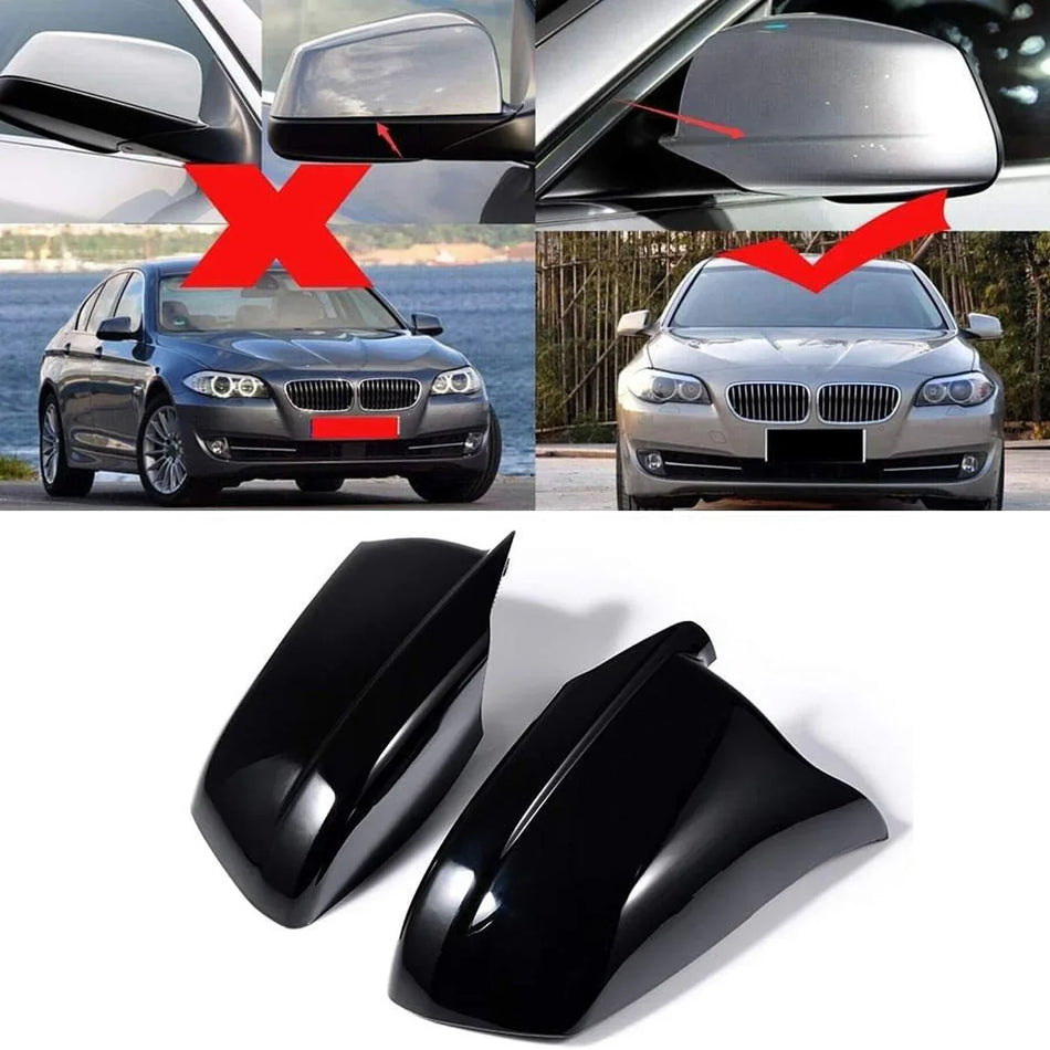 Side Door Rearview Mirror Caps Covers Replacement for BMW 2010-2013 F10 F11 F18 525i 530i 535i 550i  xDrive Pre-LCI Carbon Fiber Pattern