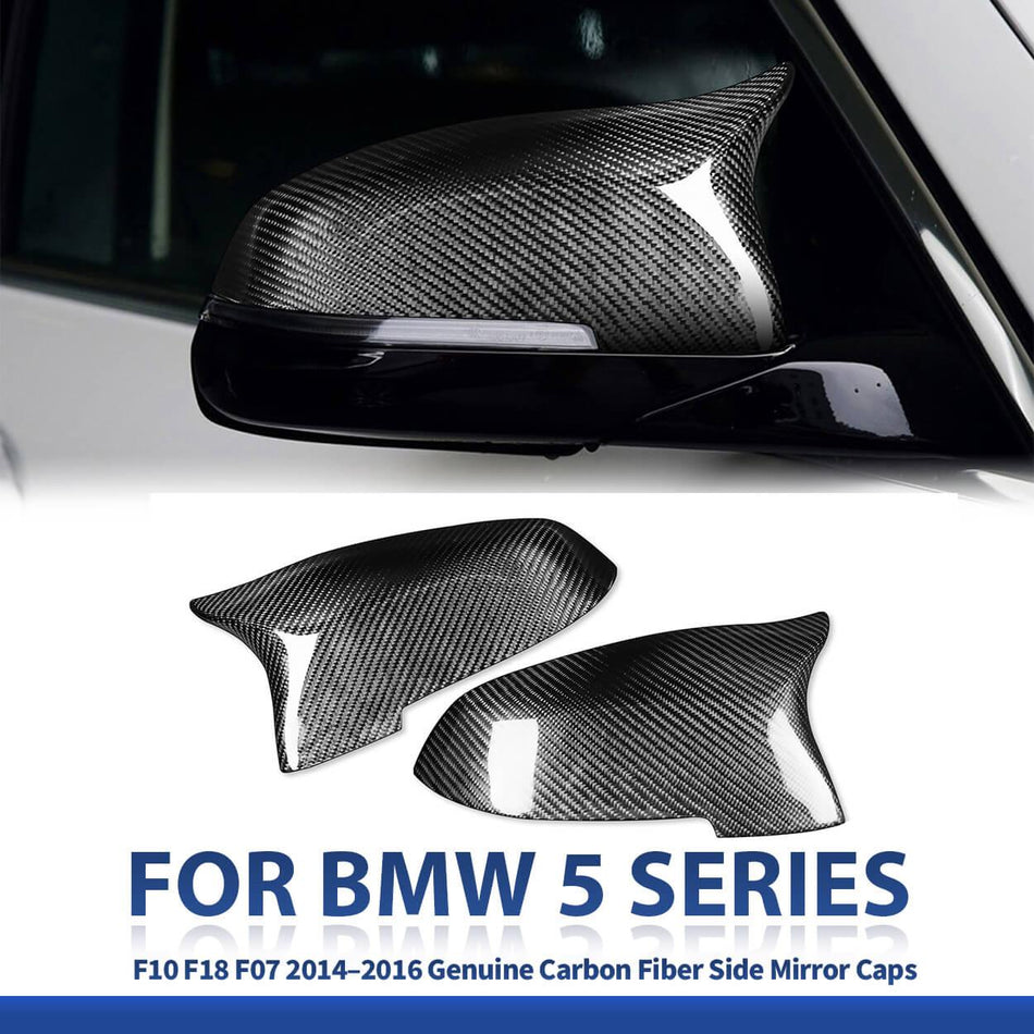 SPCRSO Real Carbon Fiber Mirror Covers for BMW F10 F11 F18 F07 F12 F13 F01 F02 (2014–2016) – Gloss UV-Protected Replacement Caps