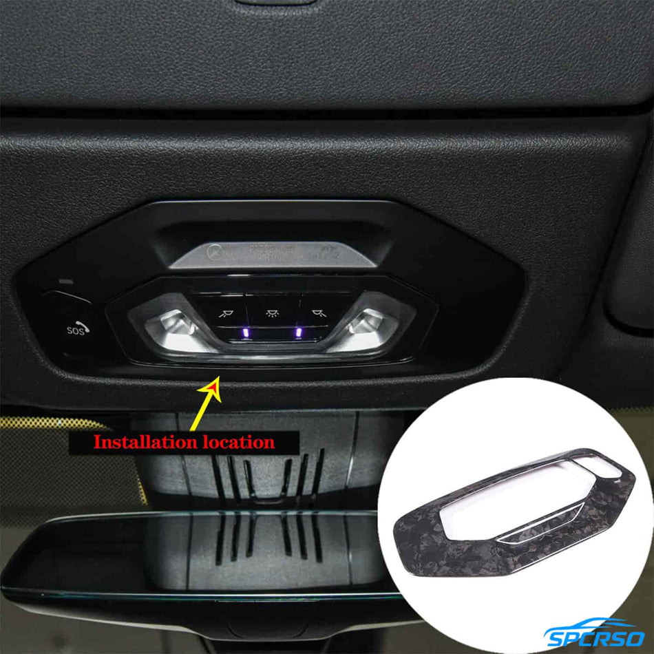 SPCRSO Real Carbon Fiber Front Reading Light Lamp Trim Cover for BMW 8 Series G14 2019-2022 Interior Upgrade