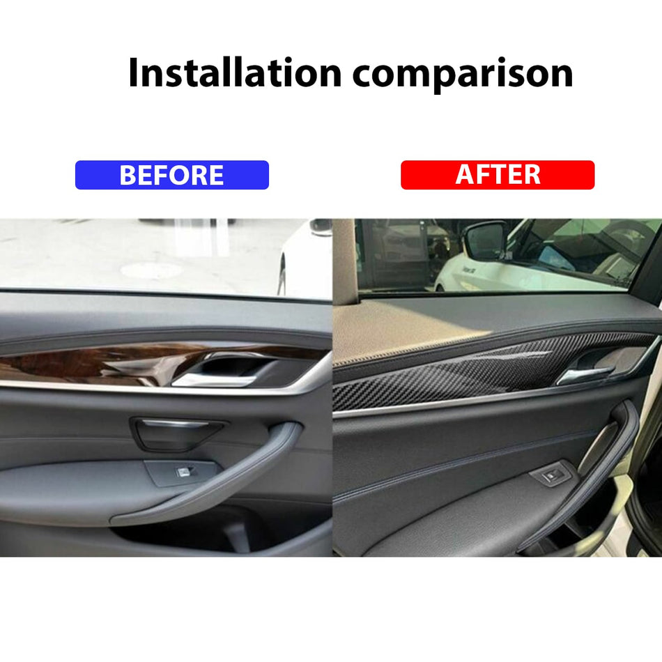 SPCRSO Real Carbon Fiber Interior Door Panel Trim Cover Kit for BMW 5 Series G30 F90 M5 2018-2020 – 4PCS Upgrade Set