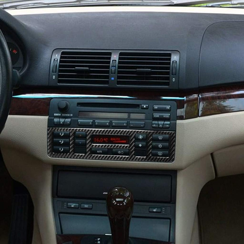 SPCRSO Carbon Fiber Middle Console Trim Cover Compatible with BMW 3 Series E46 1998–2006 Interior Upgrade Accessory