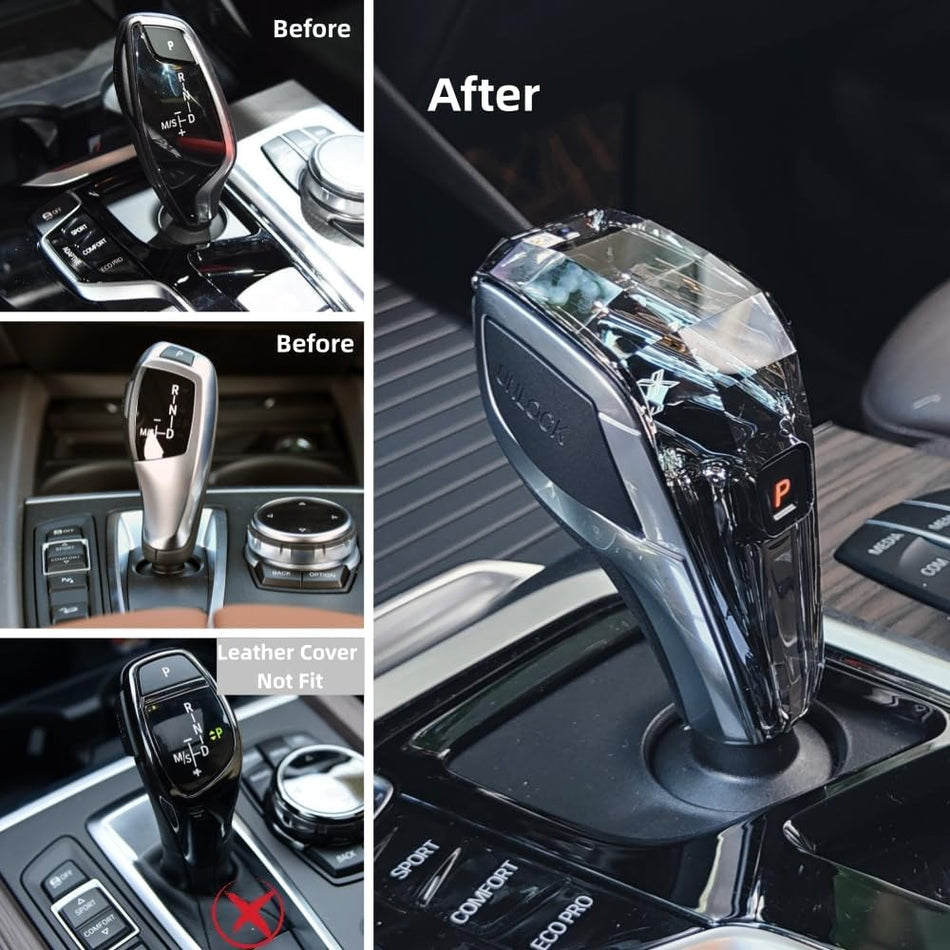 SPCRSO Crystal Shift Knob Gear Selector LED Color Changing with Gear Upgrade for LHD BMW X3 X4 X5 X6 (F15 F16 G01 G02 G08) – Logo X