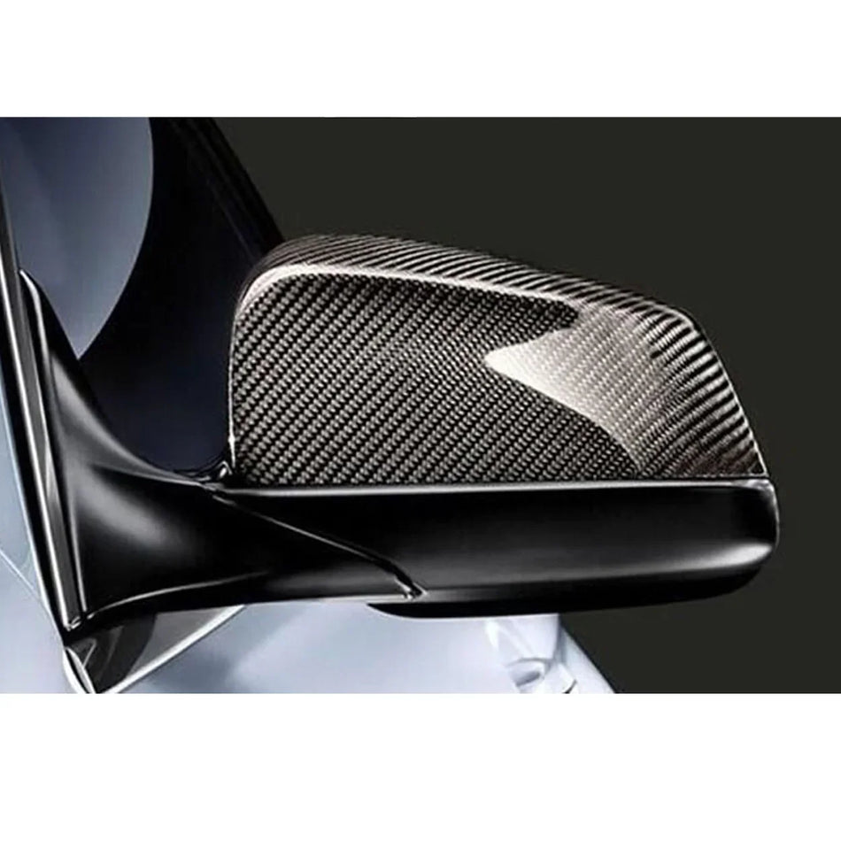 SPCRSO Real Dry Carbon Fiber Mirror Covers for BMW 5 6 7 Series E60 F10 F12 F13 F01 F02 F07, Gloss UV-Protected Stick-On Design