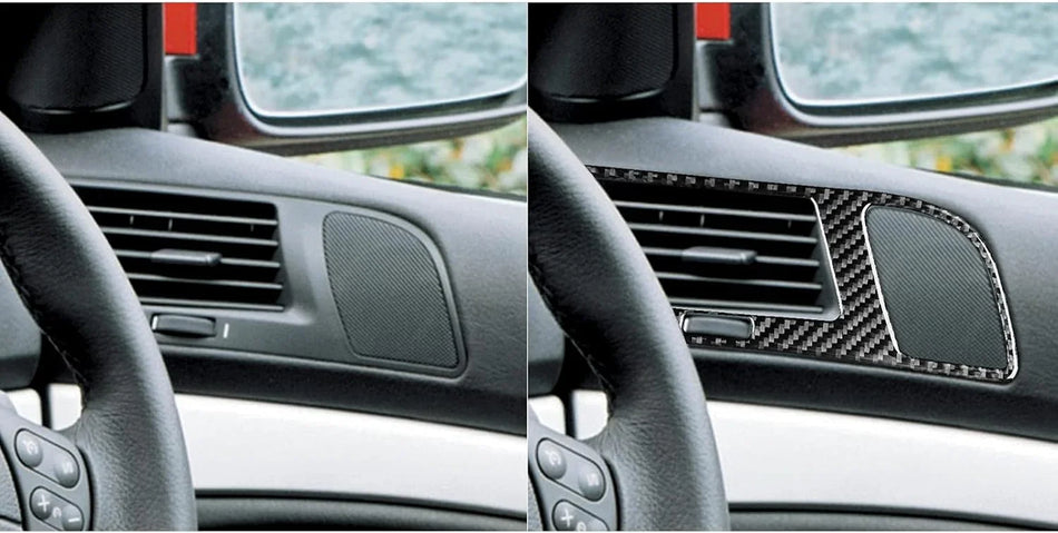 SPCRSO Real Carbon Fiber Door Air Vent & Speaker Trim Frame Compatible with BMW E39 5 Series M5 1998–2003 Interior Accessories (Black)