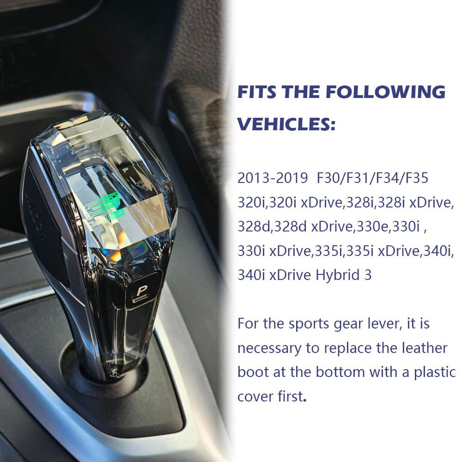 SPCRSO Crystal Shift Knob Gear Selector LED Color Changing with Gear Upgrade for LHD BMW 3 Series F30/F31/F34/F35 (2013-2019)