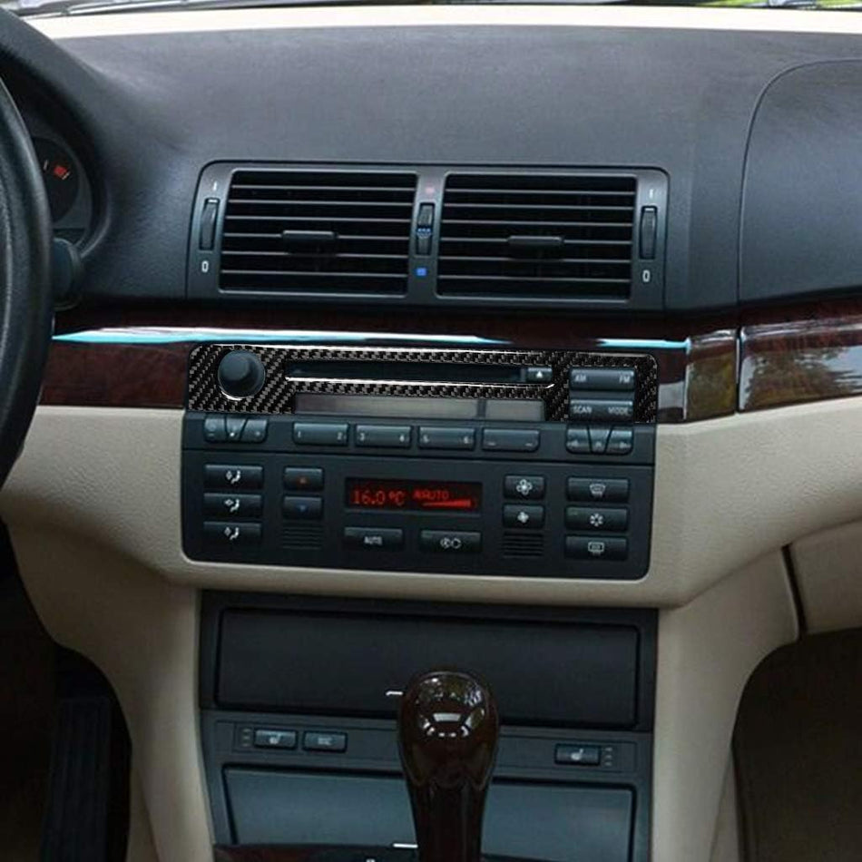 SPCRSO Carbon Fiber Central Control Upper Console Trim Cover Compatible with BMW 3 Series E46 1998–2006