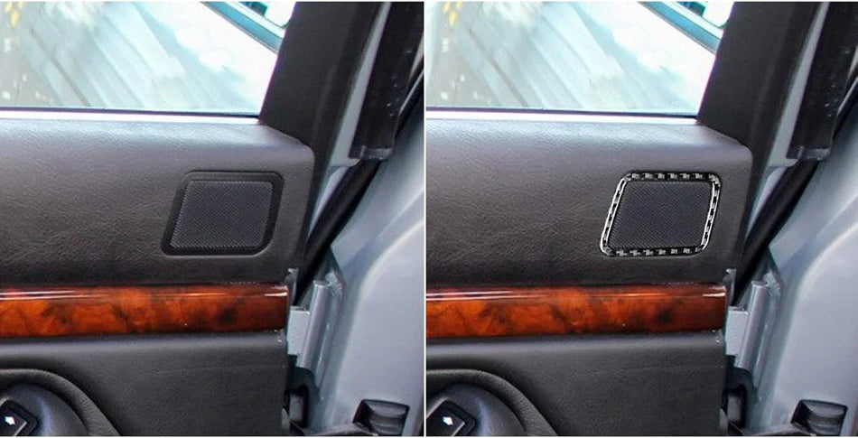 SPCRSO Real Carbon Fiber Rear Door Audio Speaker Trim Frame Compatible with BMW E39 5 Series M5 1998–2003 Interior Accessories (Black)