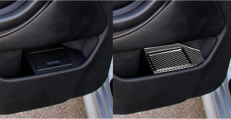 SPCRSO Real Carbon Fiber Rear Door Ashtray Cover Trim Compatible with BMW E39 5 Series M5 1998–2003 Interior Accessories (Black)