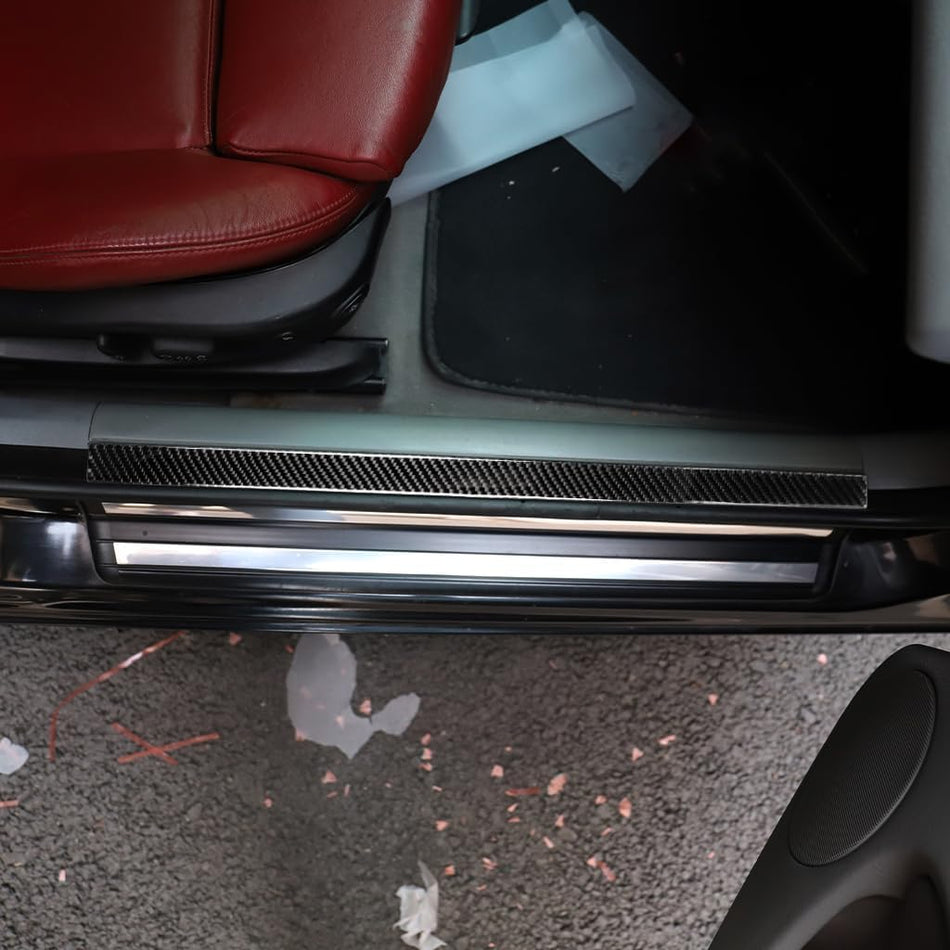 SPCRSO Carbon Fiber Door Sill Protector for BMW 3 Series E46 1998–2006, Anti-Scratch Threshold Guard Trim, Interior Paint Protection Sticker Decal – 4PCS