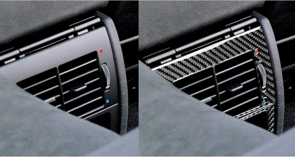 SPCRSO Real Carbon Fiber Rear Air Vent Trim Frame Compatible with BMW E39 5 Series M5 1998–2003 Interior Accessories (Black)