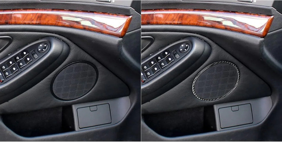 SPCRSO Real Carbon Fiber Door Speaker Ring Trim Compatible with BMW E39 5 Series M5 1998–2003 Interior Accessories (Black)