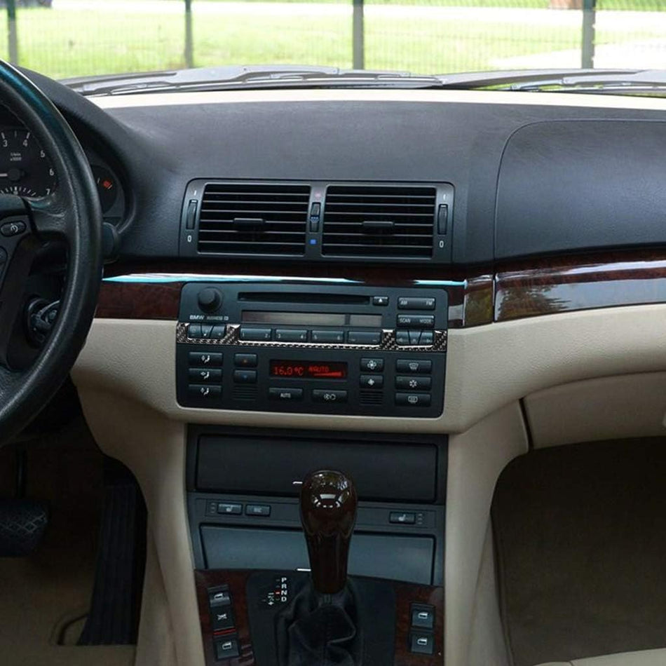 SPCRSO Carbon Fiber Middle Console Trim Cover Compatible with BMW 3 Series E46 1998–2006 Interior Upgrade Accessory