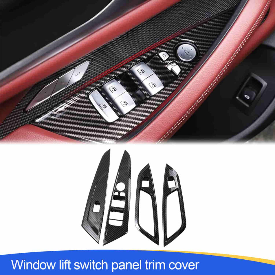 SPCRO pour BMW G22 G23 TRAPEUR DE COUVERTURE DE CURTON DE LEVISSAGE DE LOCAGE, PROTECTION DE PANNEUX CURTON DE LEVERSEMENTS POUR BMW 4 SERIES G22 G23 G26 I4 2021-2025 ACCESSOIRES (4PCS STYLE FIBRE DE CARBONE)
