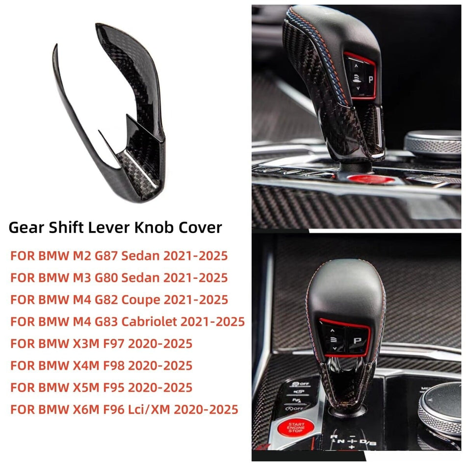 SPCRSO Real Carbon Fiber Gear Shift Knob Cover for BMW M2 M3 M4 (G80 G82) & X5M X6M (F95 F96 F97 F98) – Premium Interior Upgrade
