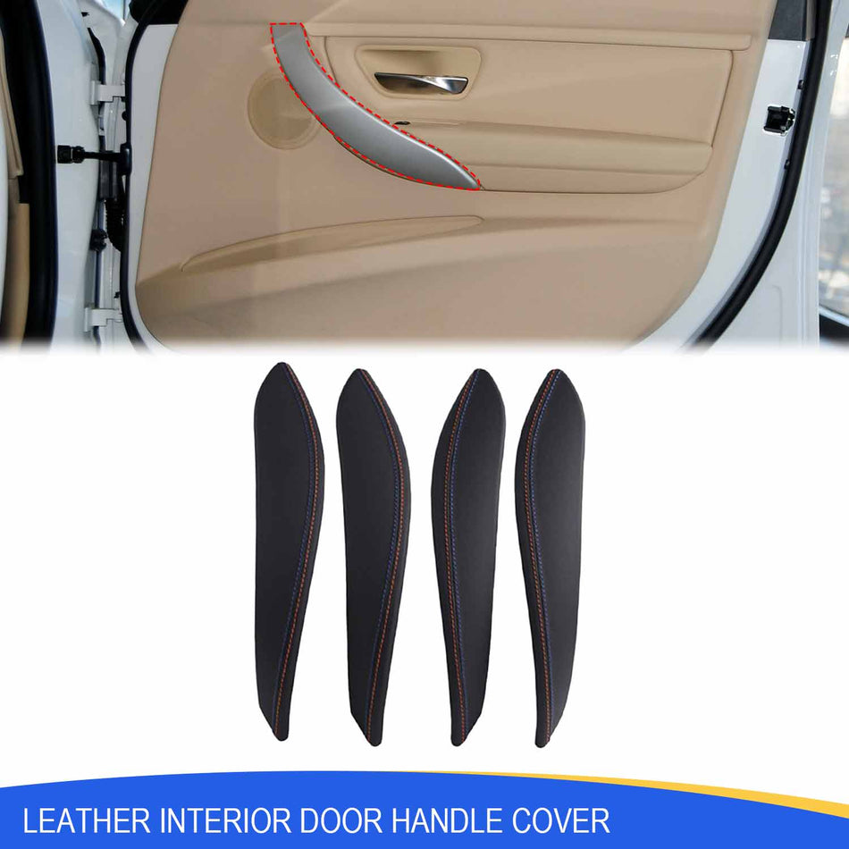 SPCRSO Interior Door Handle Covers – Suitable for BMW 3/4 Series F30-F36 and M3/M4 F80/F82/F83, available in genuine leather and Alcantara materials, compatible with left-hand drive and right-hand drive models.