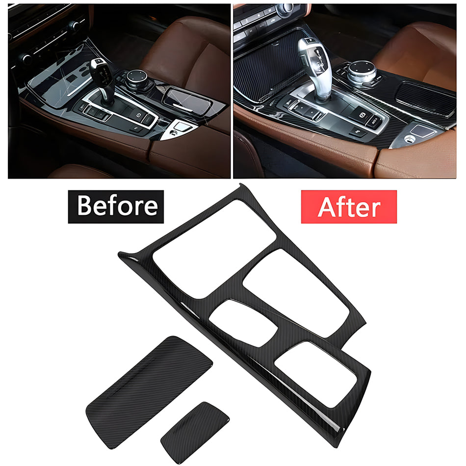 Acouto Gear Shift Panel Trim Cover Fit for BMW 5 Series F10 2011-2016 Car Interior Center Console Gear Shift Box Panel Frame Cover Trim Decoration Car Interior Accessories(Carbon Fiber)