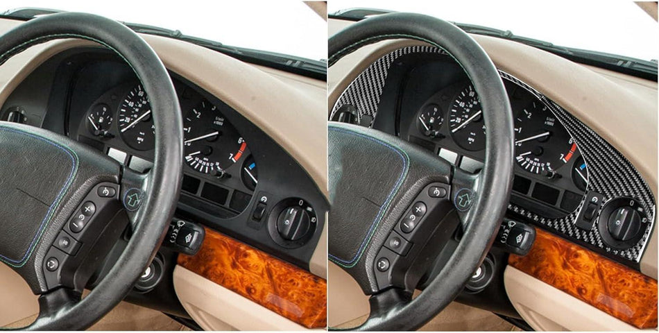 SPCRSO Real Carbon Fiber Dashboard Speedometer Trim Frame Compatible with BMW E39 5 Series M5 1998–2003, Gauge Cluster Cover Interior Accessories (Black)