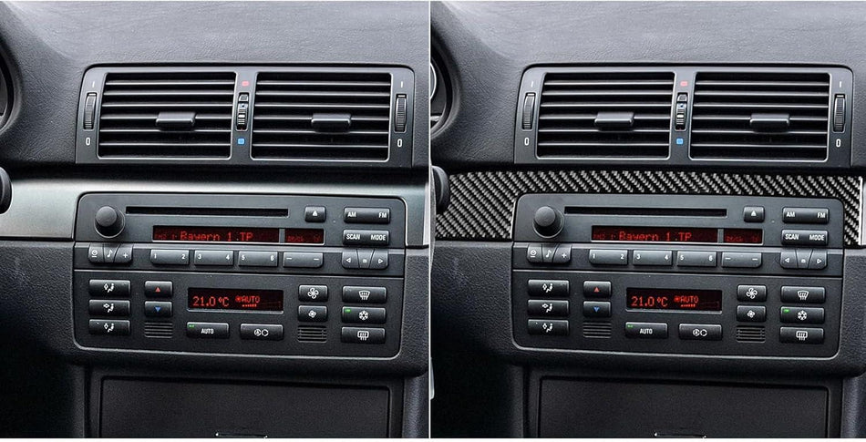 SPCRSO Real Carbon Fiber Center Console Instrument Panel Trim Strip Sticker Cover Compatible with BMW E46 3 Series 1998–2005, Interior Dashboard Decoration – Black