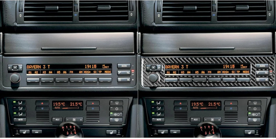 SPCRSO Real Carbon Fiber Center Console CD Radio Trim – Compatible with BMW E39 5 Series M5 1998–2003