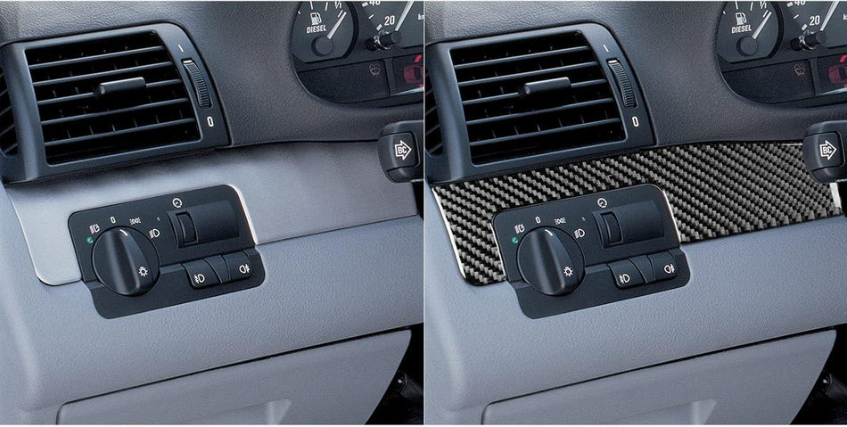 SPCRSO Real Carbon Fiber Main Driver's Side Dashboard Trim Panel Sticker Compatible with BMW E46 3 Series 1998–2005, Left Interior Accessory – Black