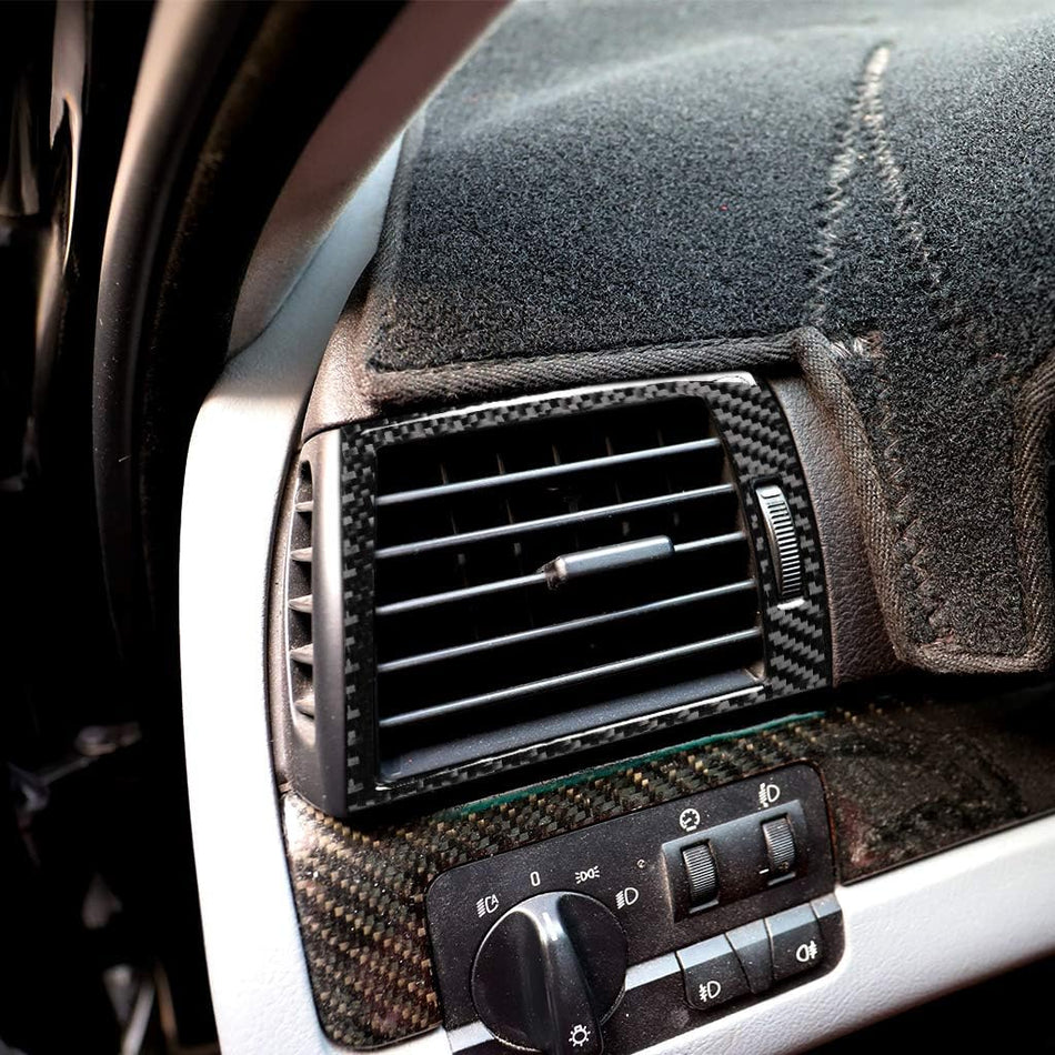 SPCRSO Carbon Fiber Left & Right Air Vent Frame Cover Compatible with BMW 3 Series E46 1998–2005 Dashboard Outlet Trim Stickers