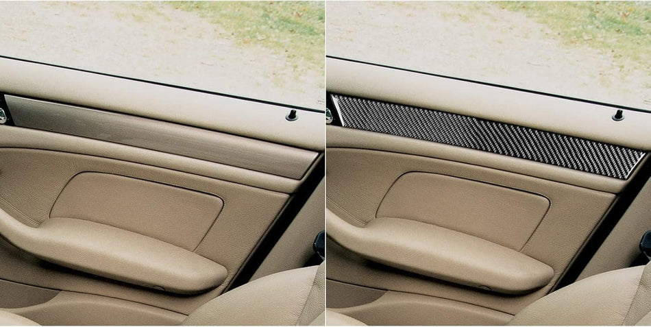 SPCRSO Real Carbon Fiber Inner Door Panel Trim Strips Cover Compatible with BMW E46 3 Series 1998–2005 – Interior Accessories Black