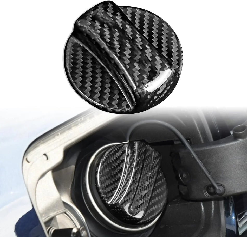 SPCRSO Universal Real Dry Carbon Fiber Gas Tank Door Sticker Cover Trim Compatible with BMW F10 F30 E46 E60 E70 E90 G20 G30 X1 X2 X3 X4 X5 Z4 318i 323i 325i 328i 330i 335i 525i (Black)