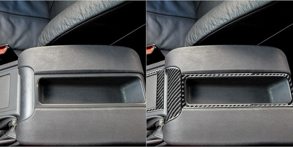 SPCRSO Real Carbon Fiber Gear Shift Armrest Console Trim Panel Kit – Compatible with BMW E39 5 Series M5 1998–2003